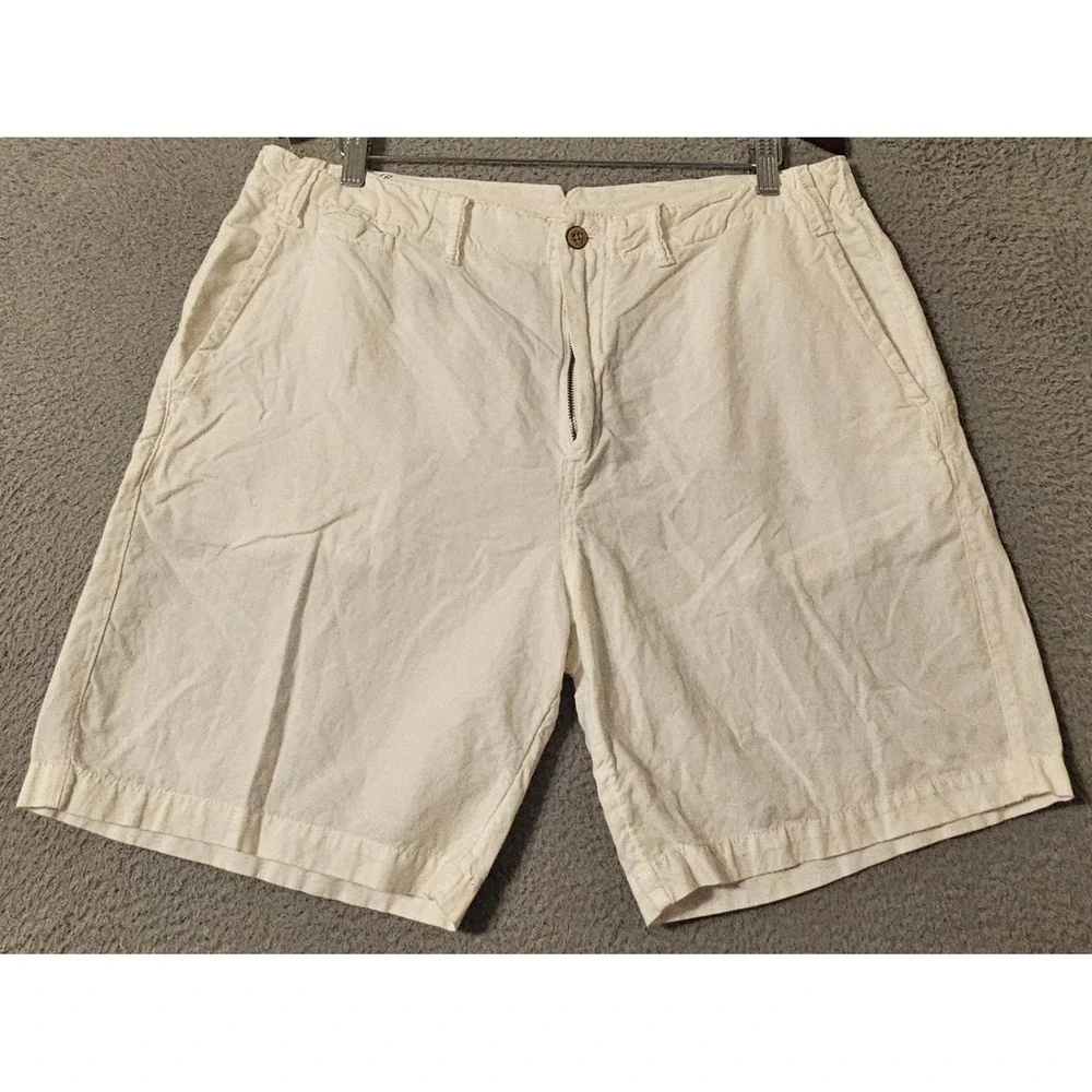 Polo Ralph Lauren Mens White Classic Fit Linen Cotton Blend Shorts Size 36 x 8